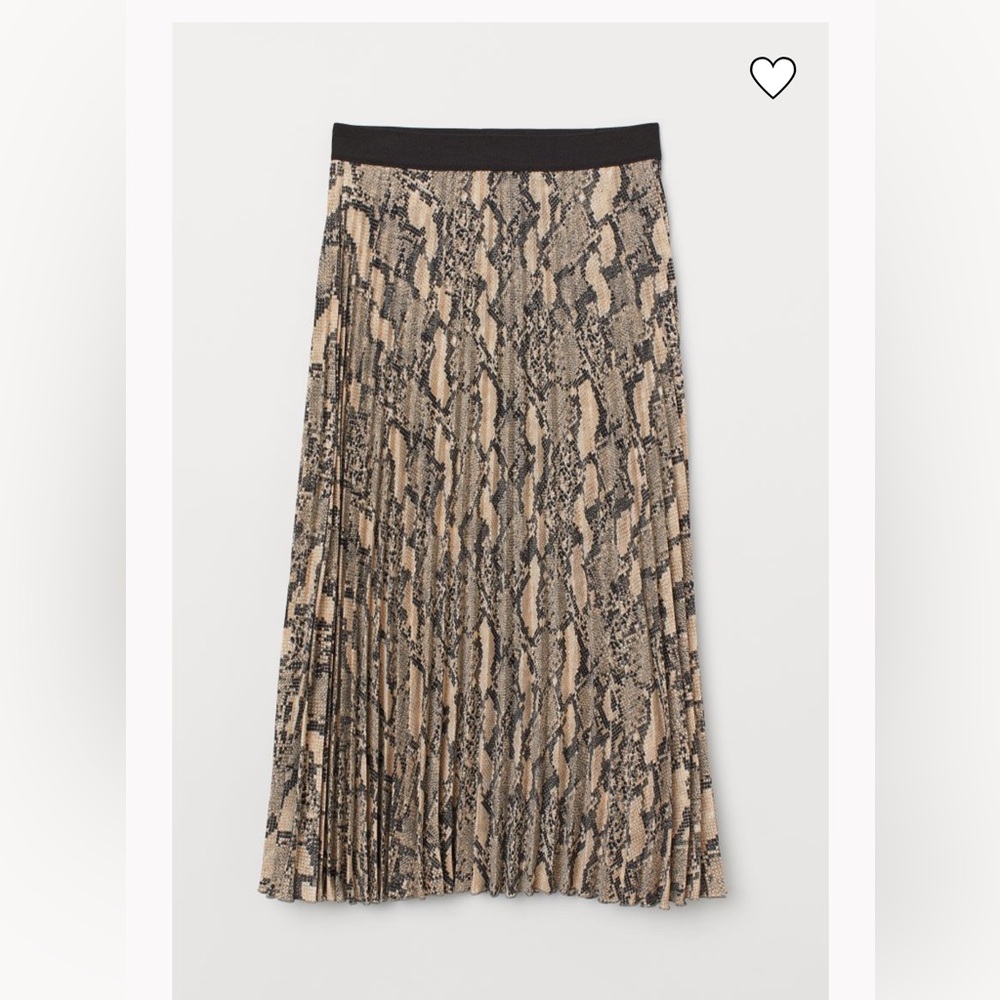 H&M pleated snakeskin print skirt